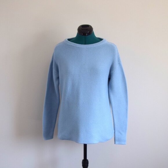 Knit Oversized Ocean Blue Crewneck Sweater - Picture 1 of 8